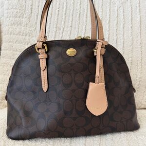 Coach Peyton Brown Signature Handbag + Matching Wallet